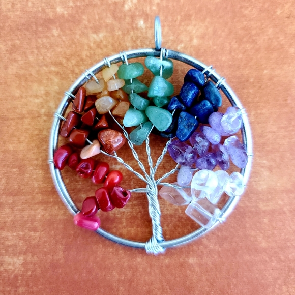 Handmade | Jewelry | New Wire Wrapped Tree Of Life 7 Chakras Beaded ...